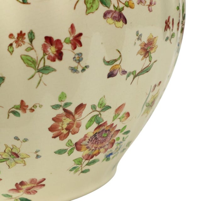 Large Polychrome Flower Cache Pot from Longchamp, France, 1890s For Sale - Image 6 of 18