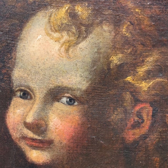 Angel-Putto Face, 1800s, Oil on Canvas, Framed For Sale - Image 5 of 12