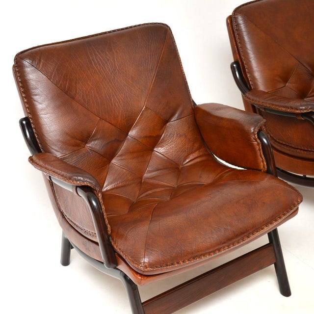 Vintage Danish Leather Armchairs, 1970s, Set of 2 For Sale - Image 9 of 17