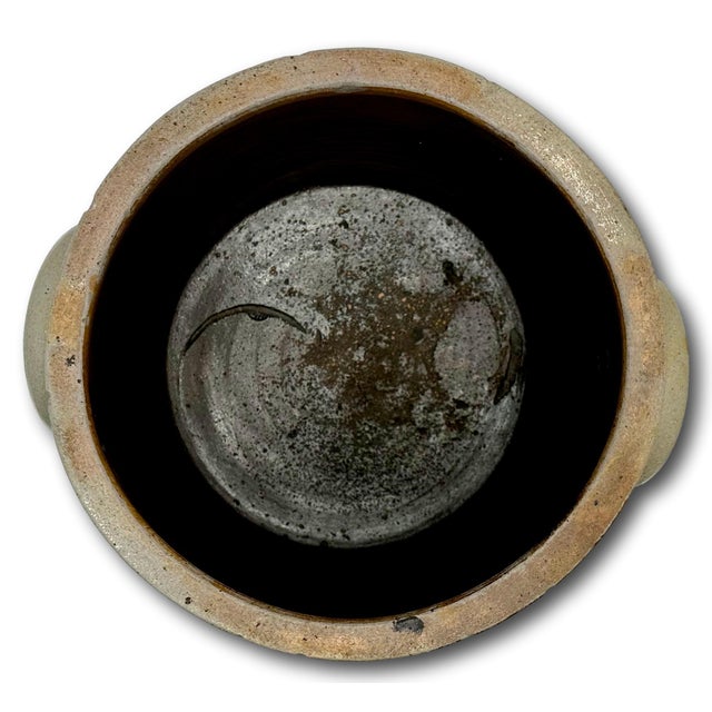 Nice Antique 1850s 2 Gallon American Blue Hand Decorated Stoneware Crock by L & B G Chace in Somerset Mass. For Sale - Image 9 of 12