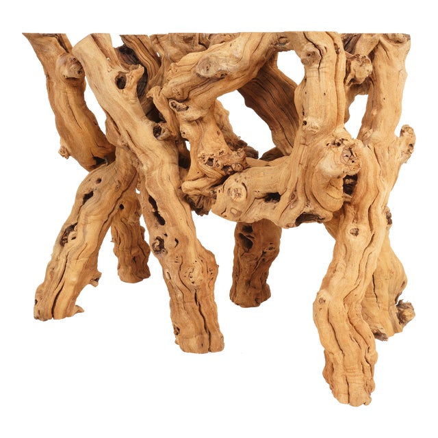 1970s Vintage Grapevine Wood Console Table Base For Sale