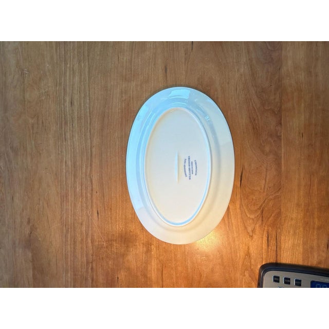 Williams-Sonoma Vintage Williams-Sonoma 'Je Demande du Boeuf' Blue and White Oval Steak Platter For Sale - Image 4 of 7