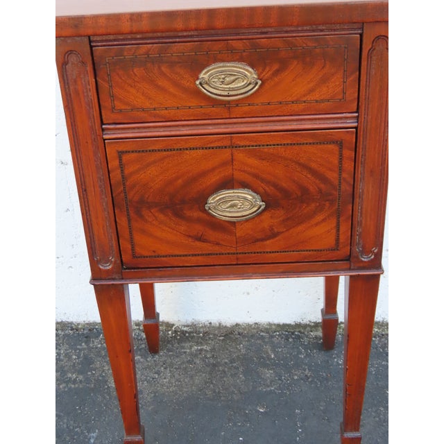 Early 1900s Flame Mahogany Inlay Nightstand Bedside Side End Table 6921 For Sale - Image 9 of 15