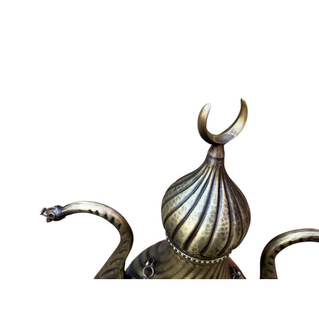 Brass Heavy Gauge Fluted Brass Pitcher For Sale - Image 8 of 16