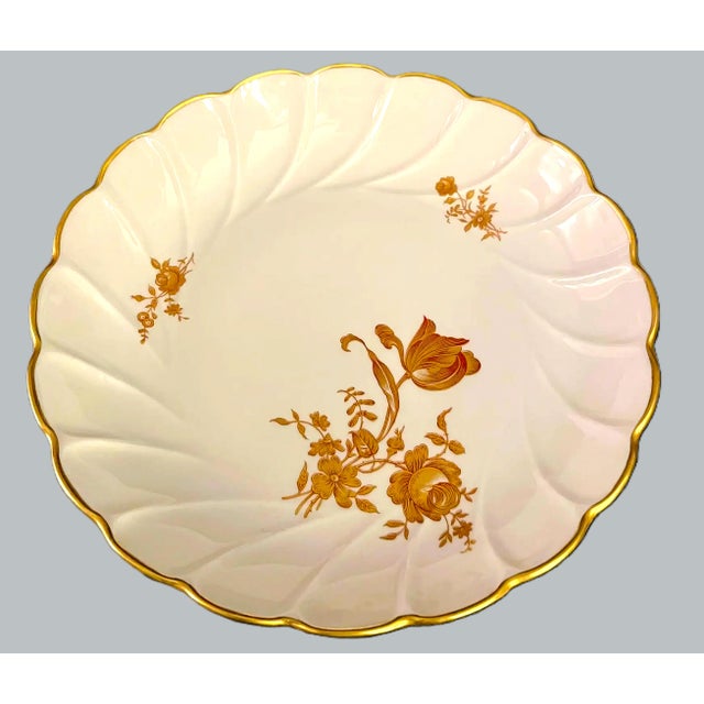 French Limoges France Gold Rose Dessert Server For Sale - Image 3 of 9