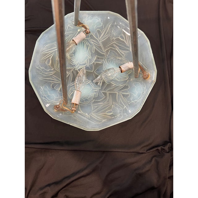 Very Stylish and Rare, 1920s Authentic French Art Deco ceiling light by Rob Paris. This elegant semi-flush mount features...