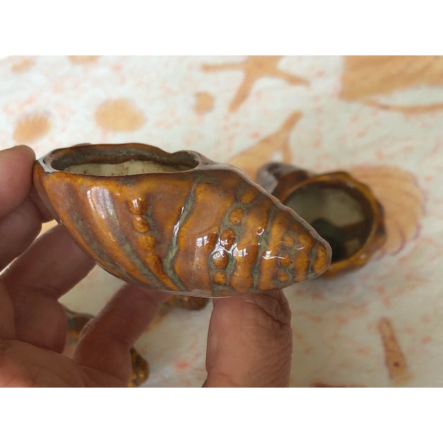Brown Ceramic Seashell Tea Light Candle Holder - Set of 5 For Sale - Image 8 of 13