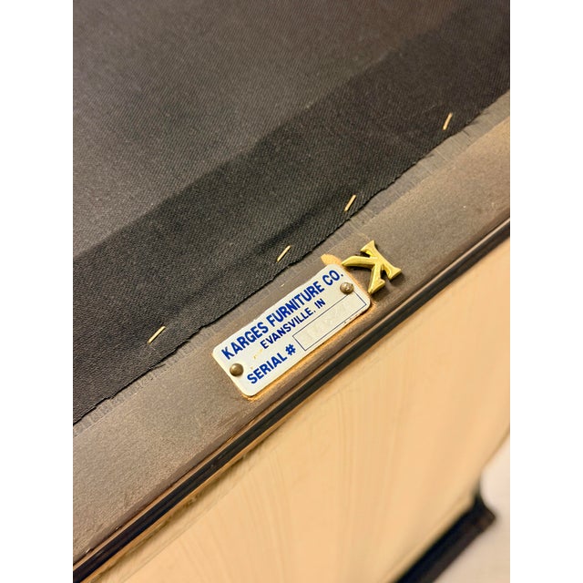 Linen Late 20th Century Set of 2 Karges Regency Style Armchairs With Ebonized Wood Frames For Sale - Image 8 of 11