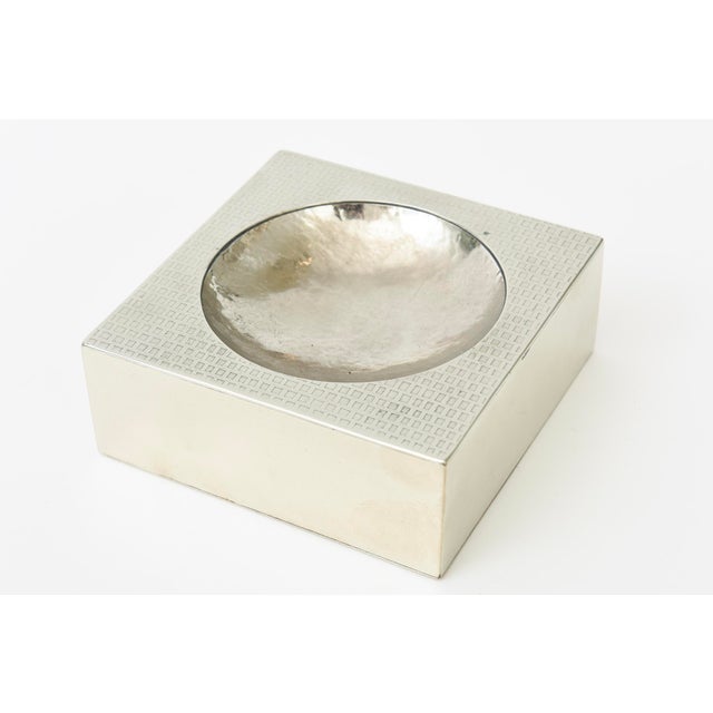 Christian Dior Vintage Italian Embossed Silver-Plate Desk Set Bowl, Box and Lighter For Sale - Image 4 of 12