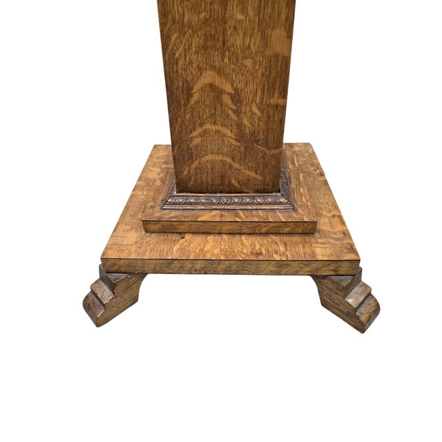 Antique Arts & Crafts Mission Quarter Sawn Oak Pedestal Stand For Sale - Image 4 of 6
