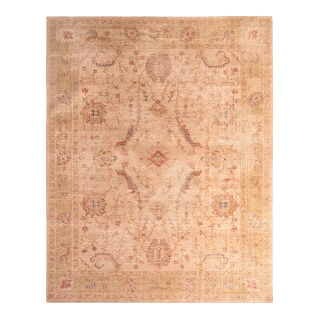 Rug & Kilim’s Oversized Traditional Floral Scroll Rug in Rose Gold, 14x20 For Sale