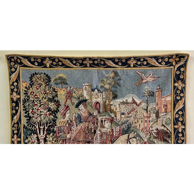 Vintage Gobly's Medieval Falcon Hunt Tapestry For Sale - Image 9 of 12