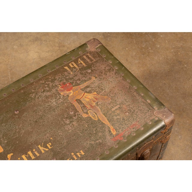Industrial C. 1940 Steamer Trunk For Sale - Image 3 of 11