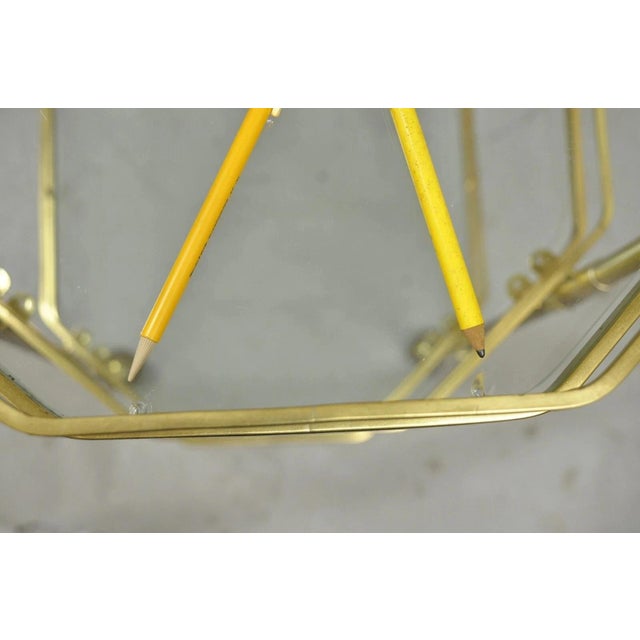 Gold Mid 20th Century Italian Modern Brass and Glass 3 Tier Rolling Bar Cart Serving Table For Sale - Image 8 of 12