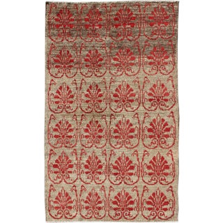 Vintage Turkish Tulu Carpet With Repeating Red Boteh & Light Green Field For Sale