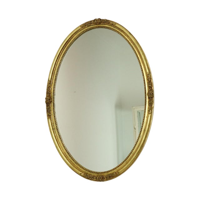 Hollywood Regency Golden Mirror Oval Deknudt Classic For Sale - Image 4 of 16