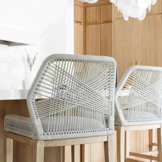 Loom Taupe White Rope Wood Counter Stool by Loomlan For Sale In Washington DC - Image 6 of 6