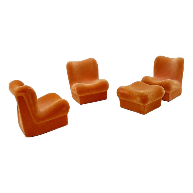 Mini Doll Furga Chairs and Ottoman for Lucia Furniture, Italy, 1960s, Set of 4 For Sale