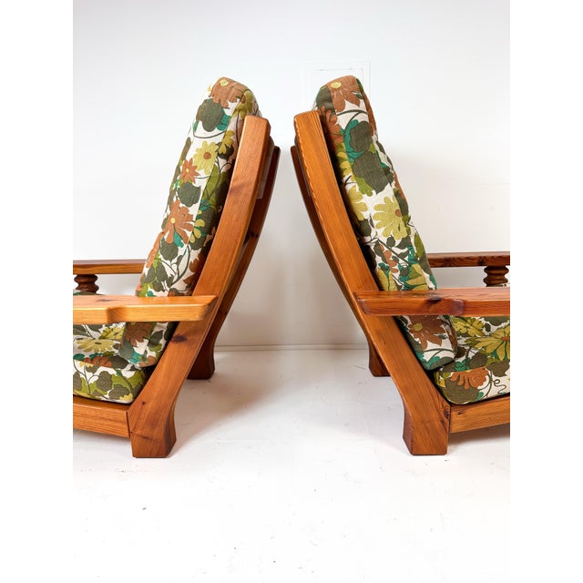 1970s Pair of 1970s Swedish Pine "Tälja" Lounge Chairs by Sven and Christian Larsson For Sale - Image 5 of 11