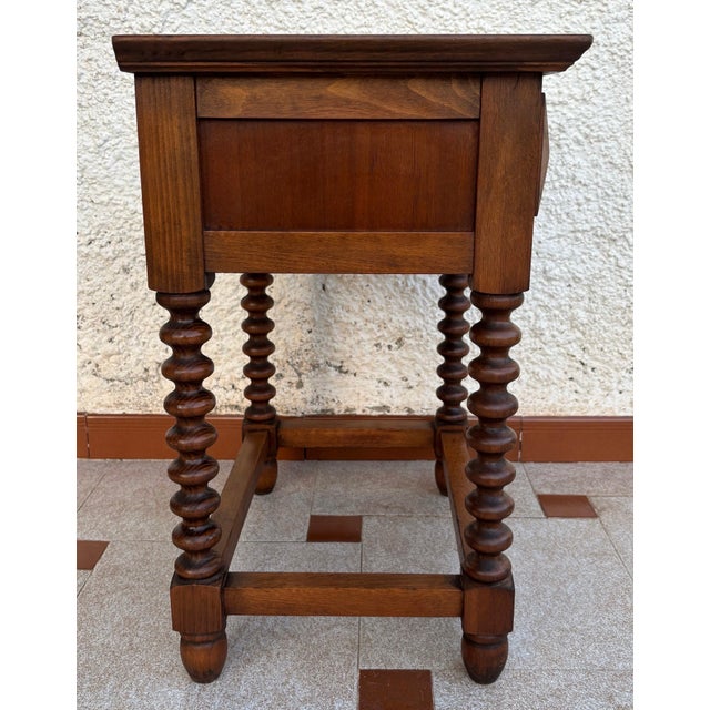 Wood Spanish Carved Wood Side Table, Mid 20th-Century For Sale - Image 7 of 12