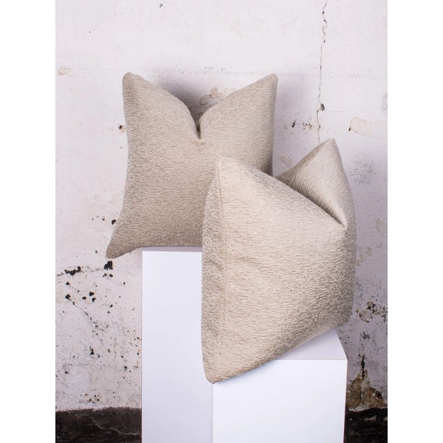 Bjork Studio Contemporary Custom Neutral Textured Pillows- a Pair For Sale - Image 4 of 5