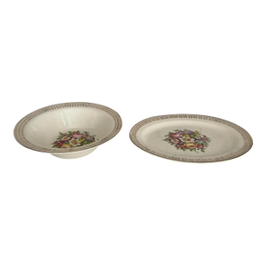 Mid 20th Century 22 Karat Gold Serving Bowl & Platter