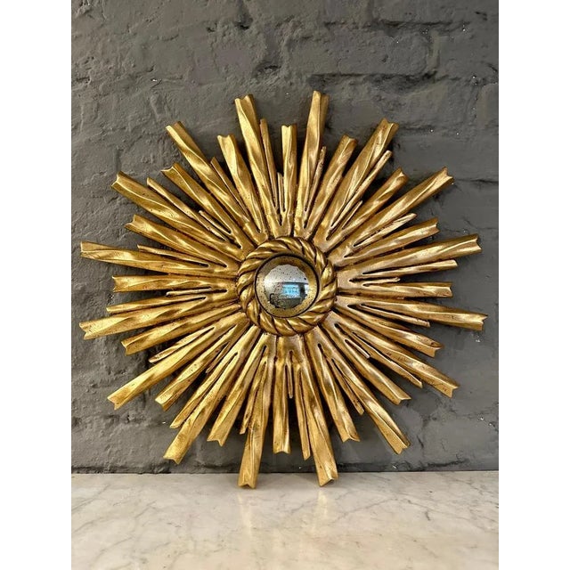 Carved Gilt Wood Sunburst Mirror, 2000s For Sale - Image 6 of 8