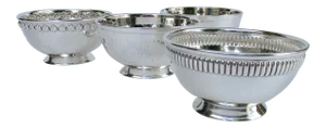 Vintage C.1970's Made in India Hammered Silver Nut Bowls - 4 Pieces