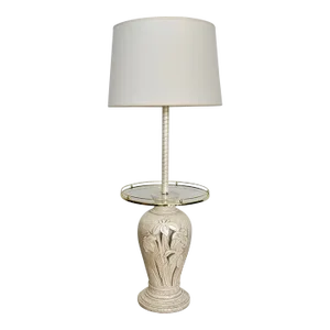 1970's Hollywood Regency Ceramic Floor Lamp W/ End Table