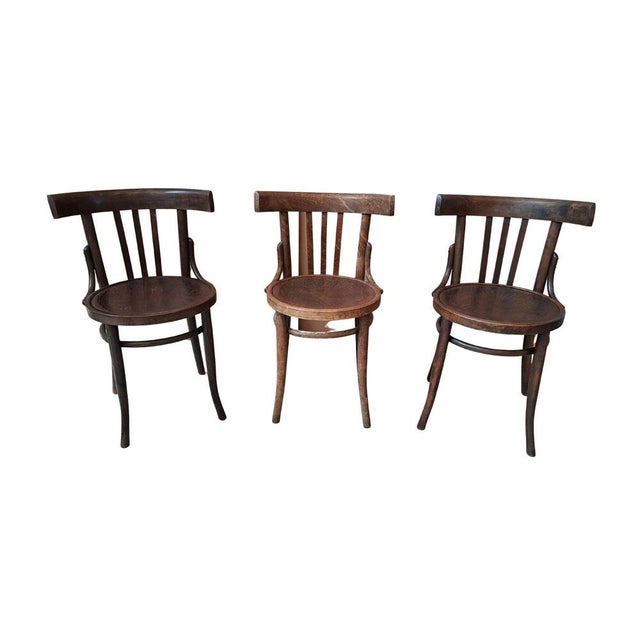 Brown Antique Thonet Style Chairs, 1900, Set of 3 For Sale - Image 8 of 9