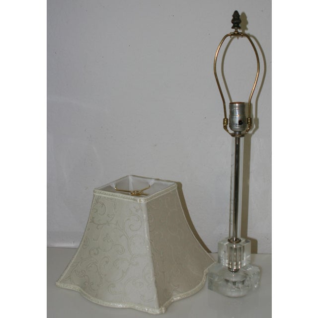 Vintage 1940's Etched Clear Glass Stacked Candlestick Table Lamp With