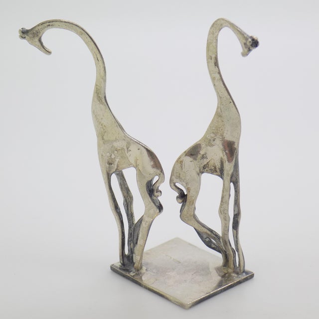 1980s Vintage Italian Handmade Genuine Silver Modern Design Giraffes Figurine Miniature For Sale - Image 5 of 8