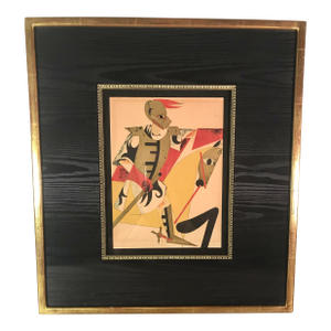 1920s Antique "Knight" Modernism Print by Anatol Petrytskyi, Framed