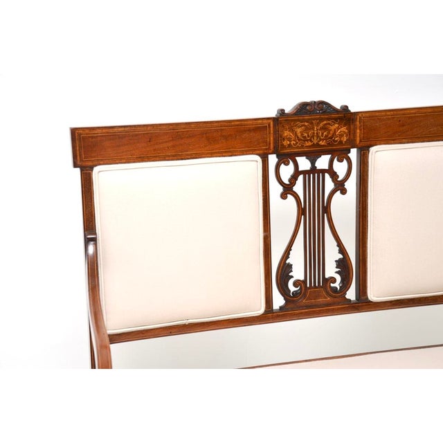 Wood Antique Edwardian Settee, 1900s For Sale - Image 7 of 11