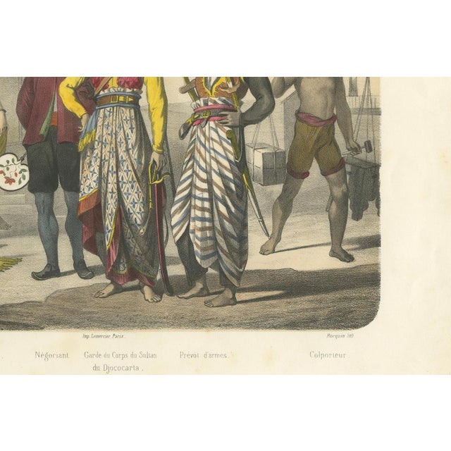 After Fossey, Javanese Court Scene Musician, Dancer, and Sultan's Guard, 1845, Lithograph For Sale - Image 7 of 9