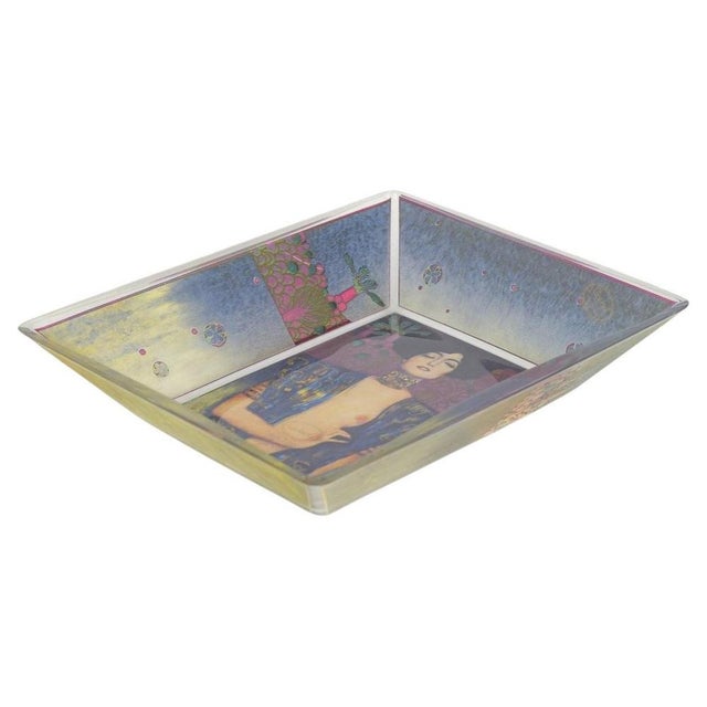 1980s Rectangular Glass Bowl with Gustav Klimts Judith I Motif by Goebel, 1980s For Sale - Image 5 of 5