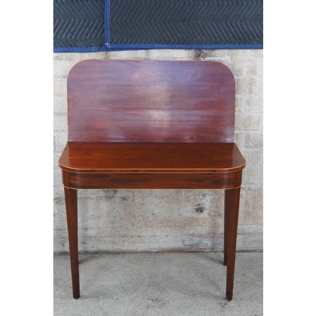 Late 19th Century Antique Georgian Mahogany Inlaid Flip Top Gateleg Game Card Table For Sale - Image 6 of 12