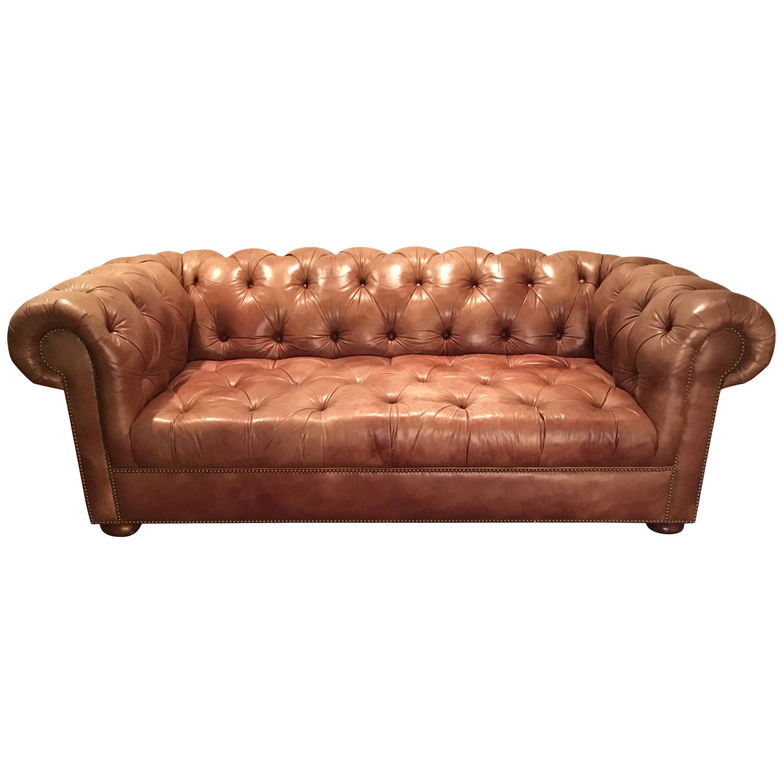 Leather Saddle Colored Chesterfield Sofa Chairish
