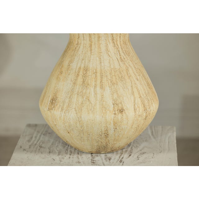 Large Artisan Ceramic Vase with Textured Drip Glaze and Flared Neck For Sale - Image 17 of 18