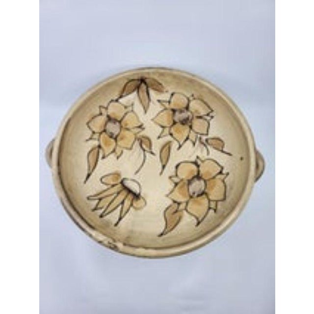 Beige Ceramic Bowl with Floral Decoration from Vallauris, France, 1960 For Sale - Image 8 of 10