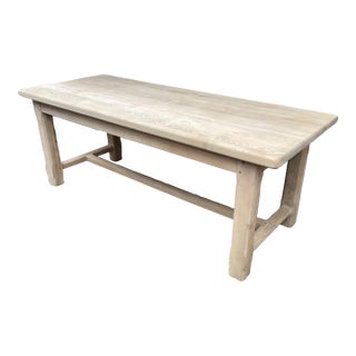 French Farmhouse Stripped Solid-Plank Oak Fram Table For Sale