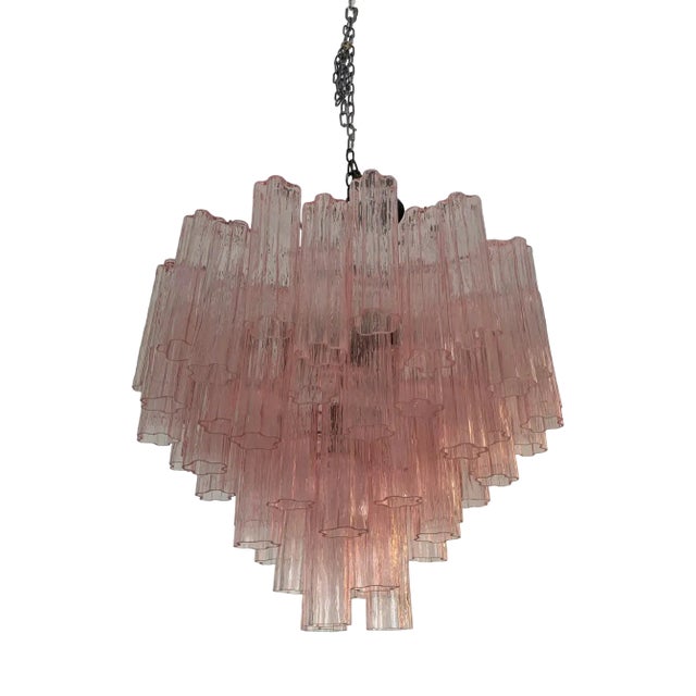 Murano Style Glass Sputnik Chandelier Pink and Brunette Metal Frame For Sale