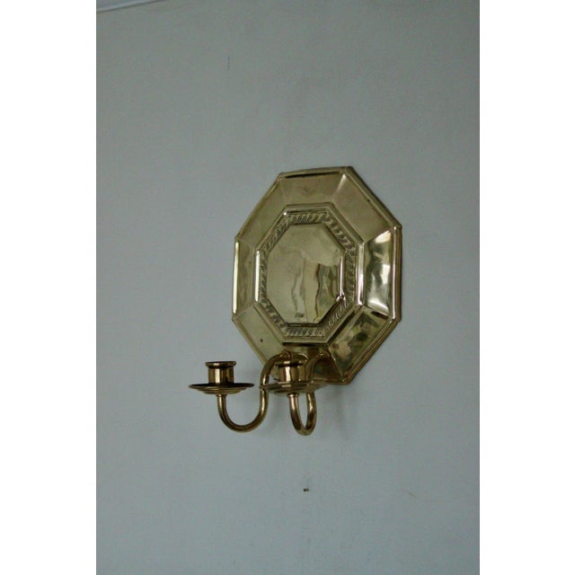 Swedish Octagonal Brass Double Arm Sconces, Set of 2 For Sale - Image 9 of 18