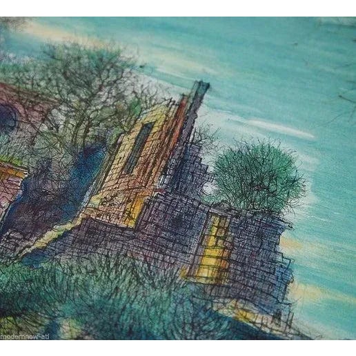 Modern Jean Carzou Lithograph "Ruines Du Chateau De Sade" For Sale - Image 3 of 3