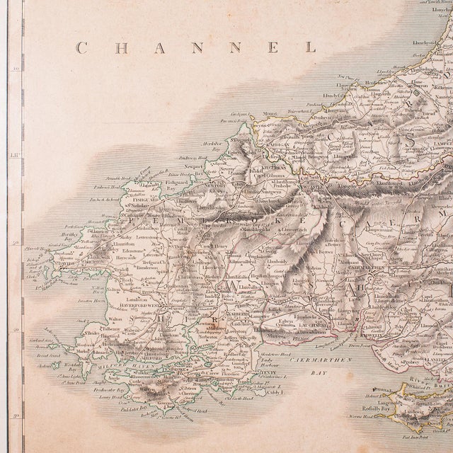 Early 19th Century Antique Region Map, South Wales, English, John Cary, Framed, Atlas, Georgian For Sale - Image 5 of 12