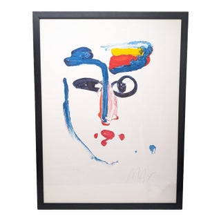 "Visage" Limited Edition Neo-Expressionist Serigraph by Peter Max - 1977 #126/300 For Sale