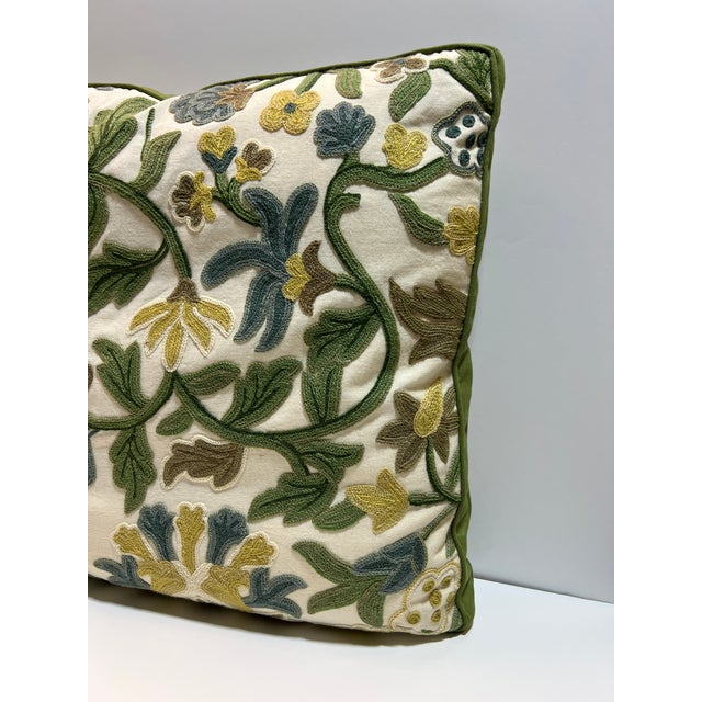 2010s Crewel Rectangular 26”x19”Feather/Down Pillow For Sale - Image 5 of 5
