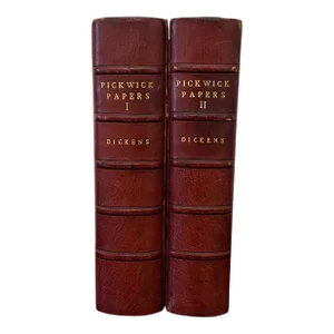 Fine Leather Bindings - Charles Dickens Pickwick Papers Lombard Street Edition 1932 - 2 Volumes