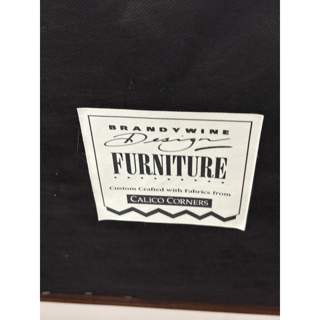 Vintage Upholstered Waverly Fabric "Persia" Ottoman With Turned Wooden Legs For Sale - Image 12 of 12