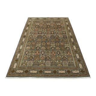 Fine Qom Rug 10’2” X 13’8” Multicolor Wool/Silk Vintage Hand-Knotted Carpet For Sale